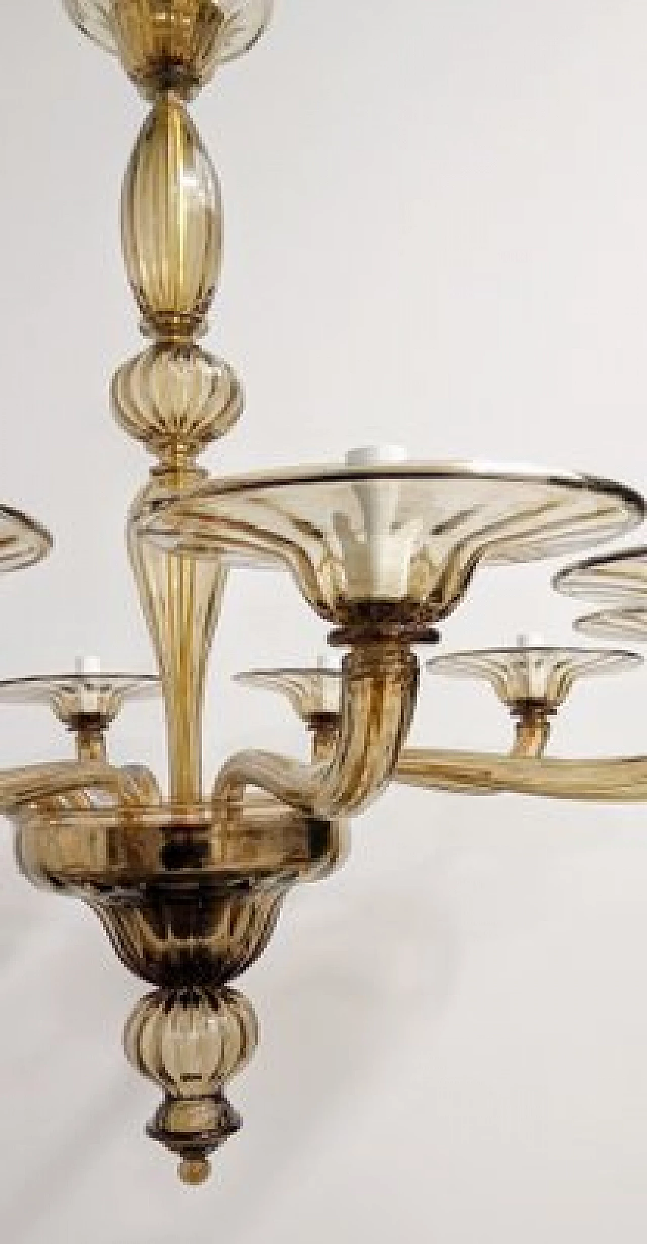 Lampadario in vetro di Murano fumé ambrato di Cappellin, anni '70 6