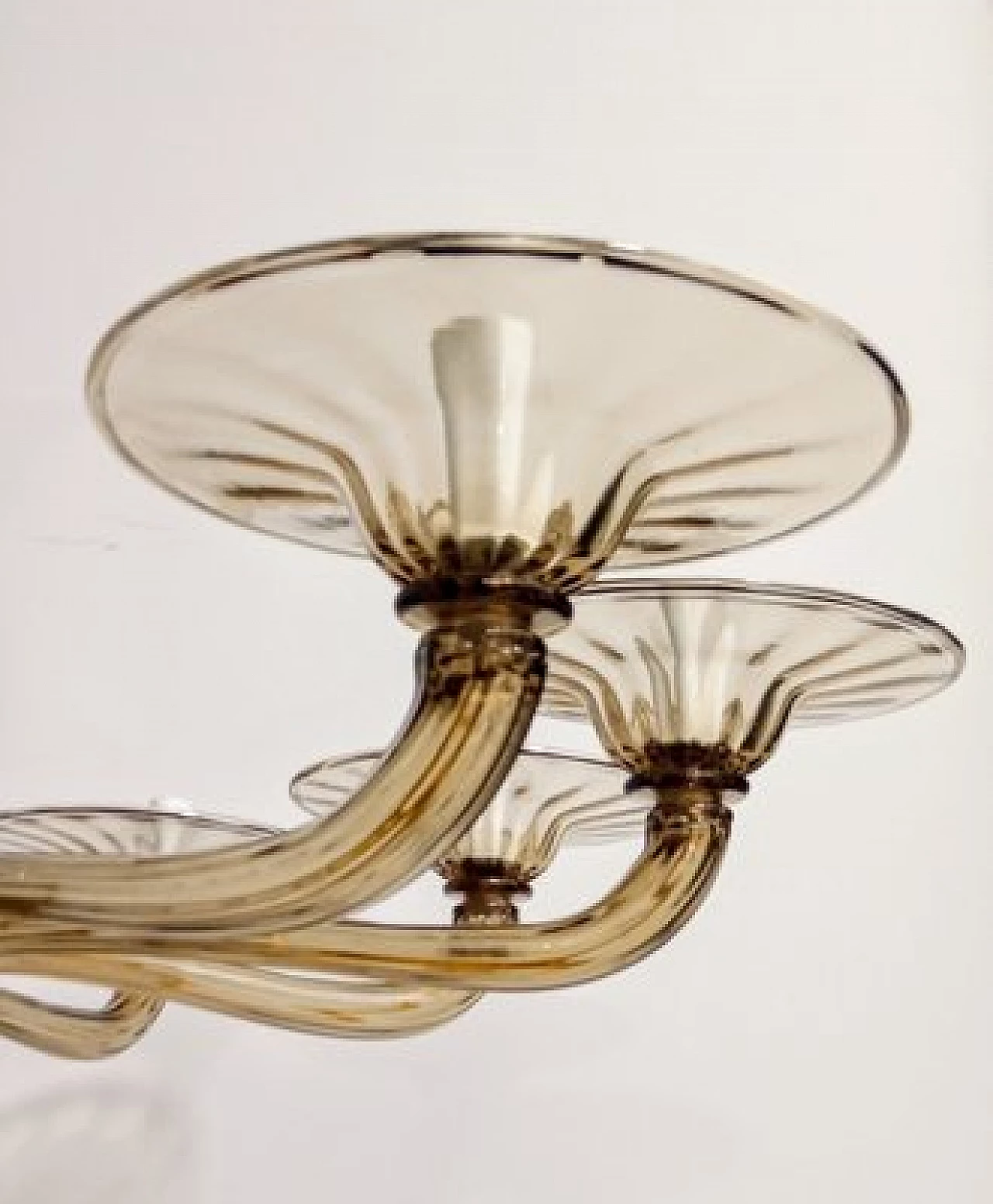 Lampadario in vetro di Murano fumé ambrato di Cappellin, anni '70 13