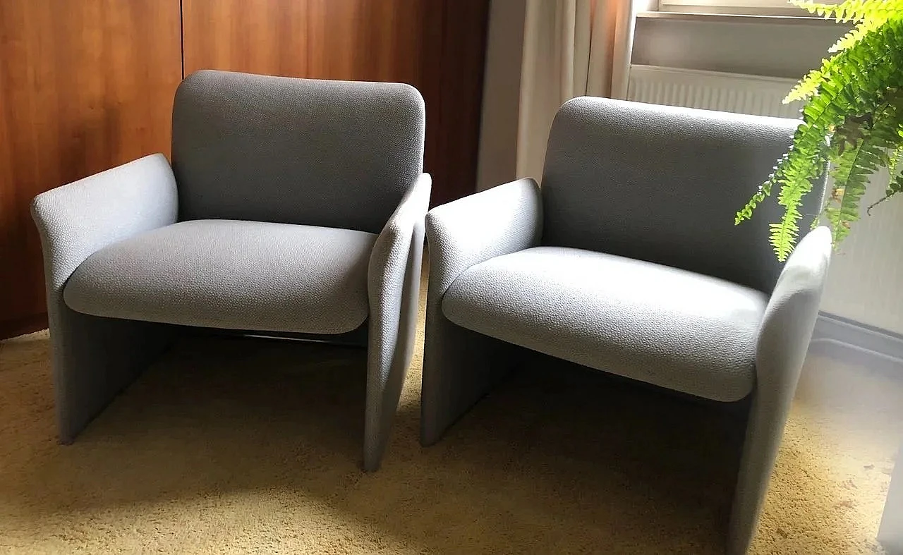 4 Lewes fabric armchairs by G. Offredi for Saporiti, 1980s 3