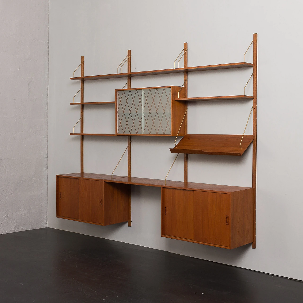 Modular teak hanging bookcase in the style of P. Cadovius, 1960s 6