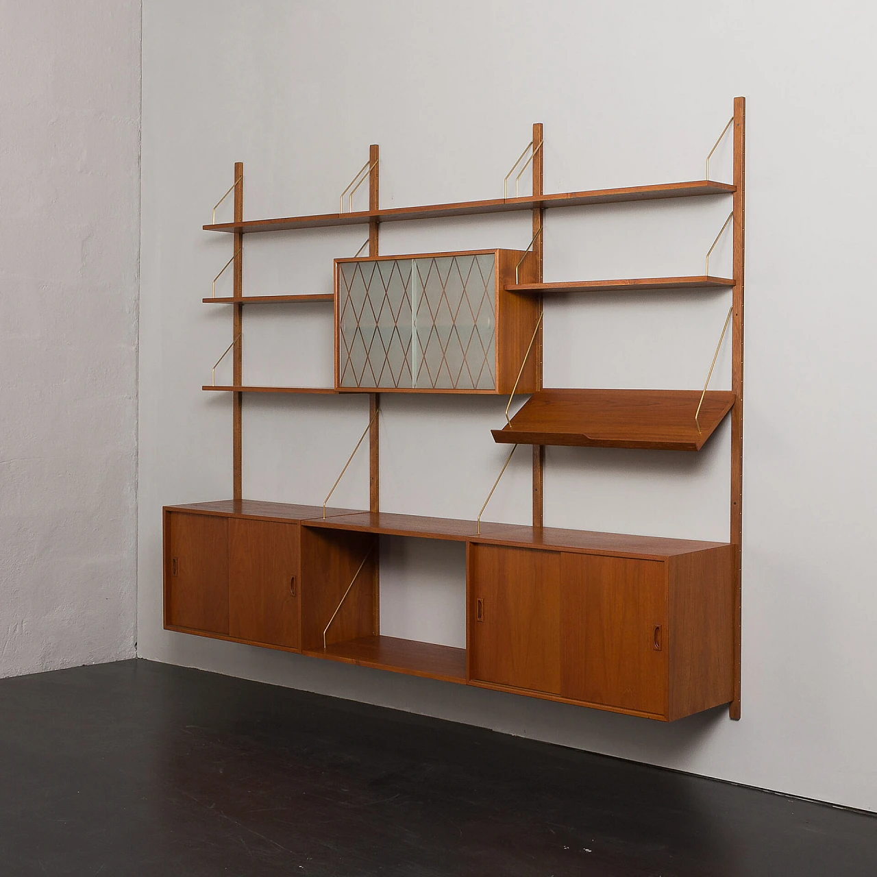 Modular teak hanging bookcase in the style of P. Cadovius, 1960s 7