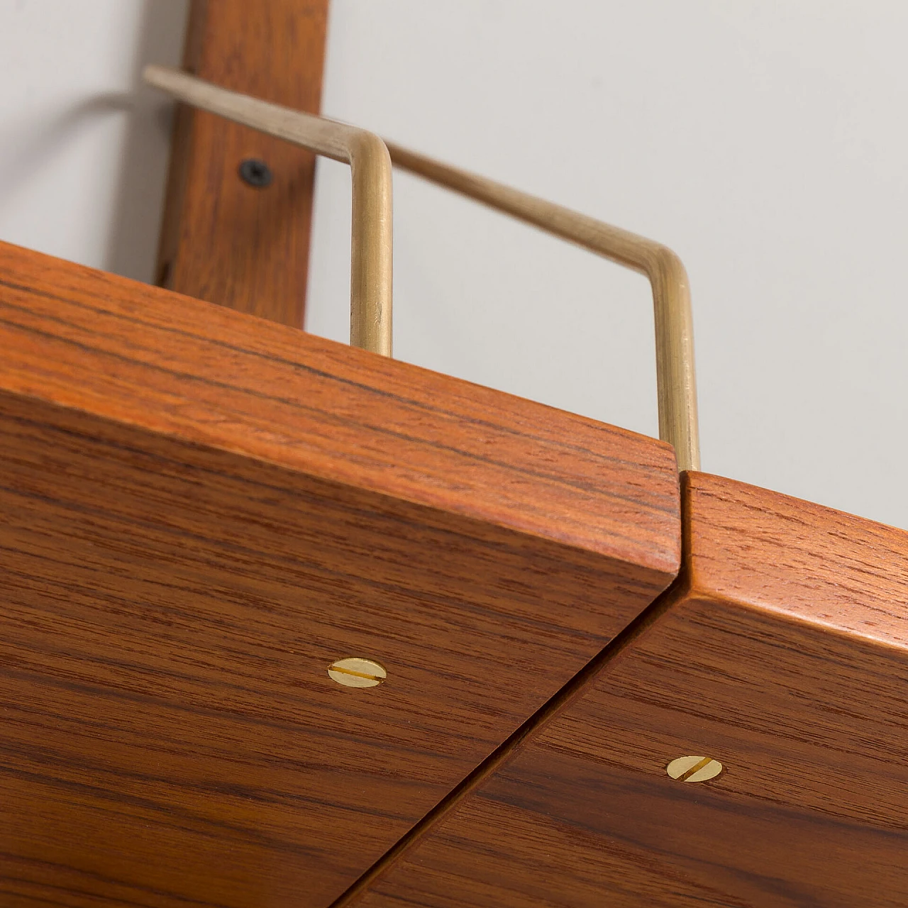 Modular teak hanging bookcase in the style of P. Cadovius, 1960s 16