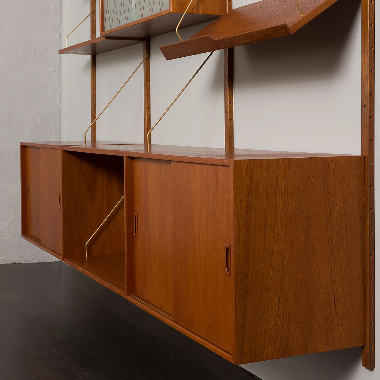 Modular teak hanging bookcase in the style of P. Cadovius, 1960s 19