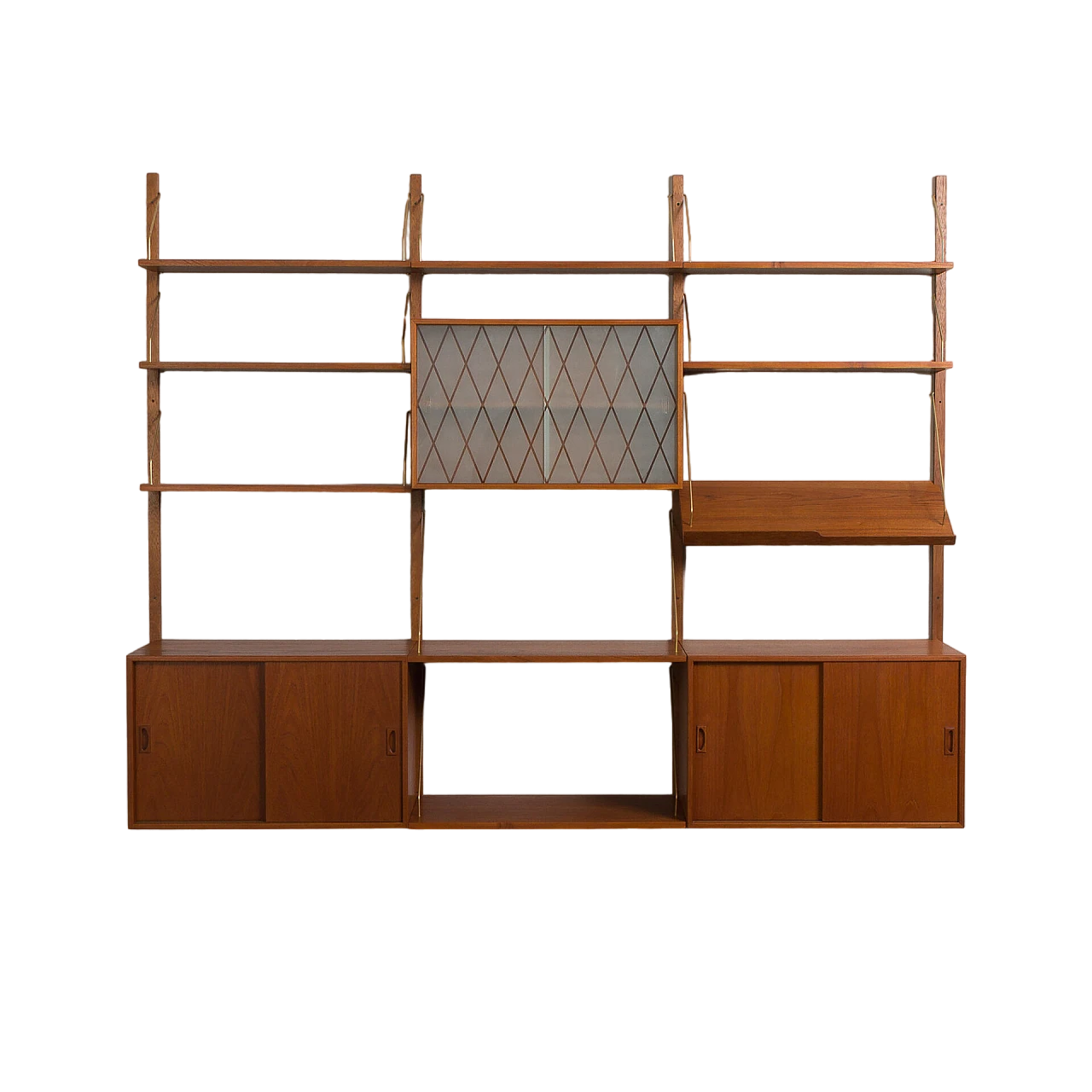 Modular teak hanging bookcase in the style of P. Cadovius, 1960s 23