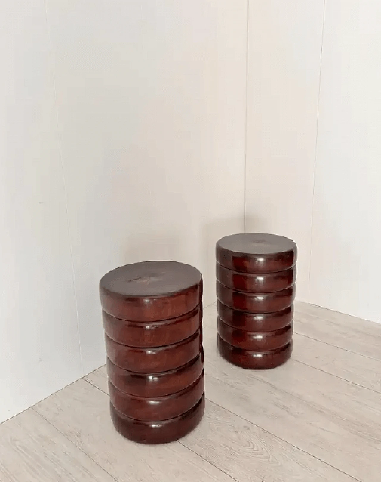 Pair of wooden stools, 1970s 1