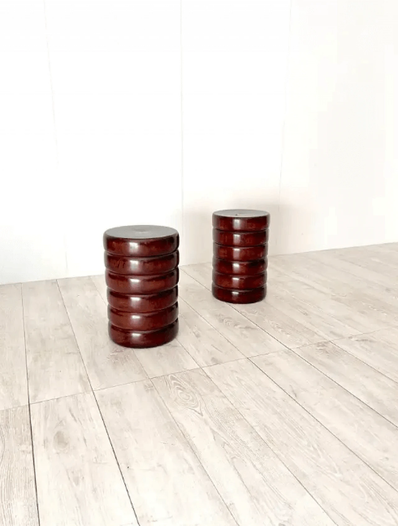 Pair of wooden stools, 1970s 2