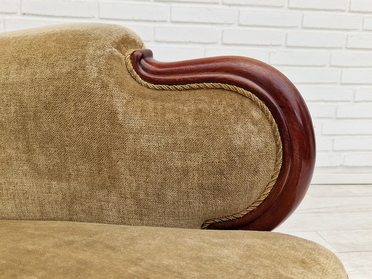 Danish teak and velvet armchair, 1950s 5