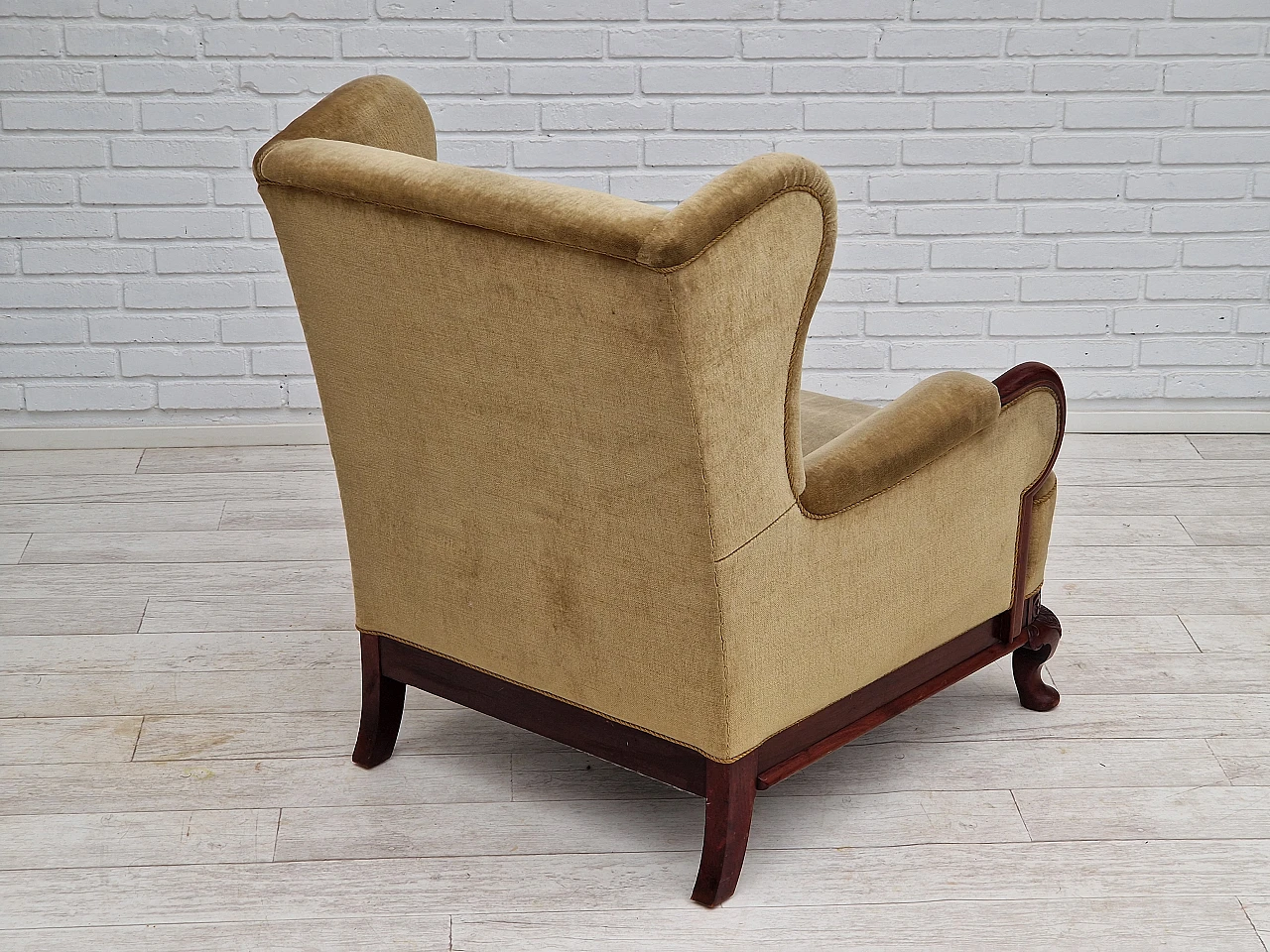 Danish teak and velvet armchair, 1950s 9