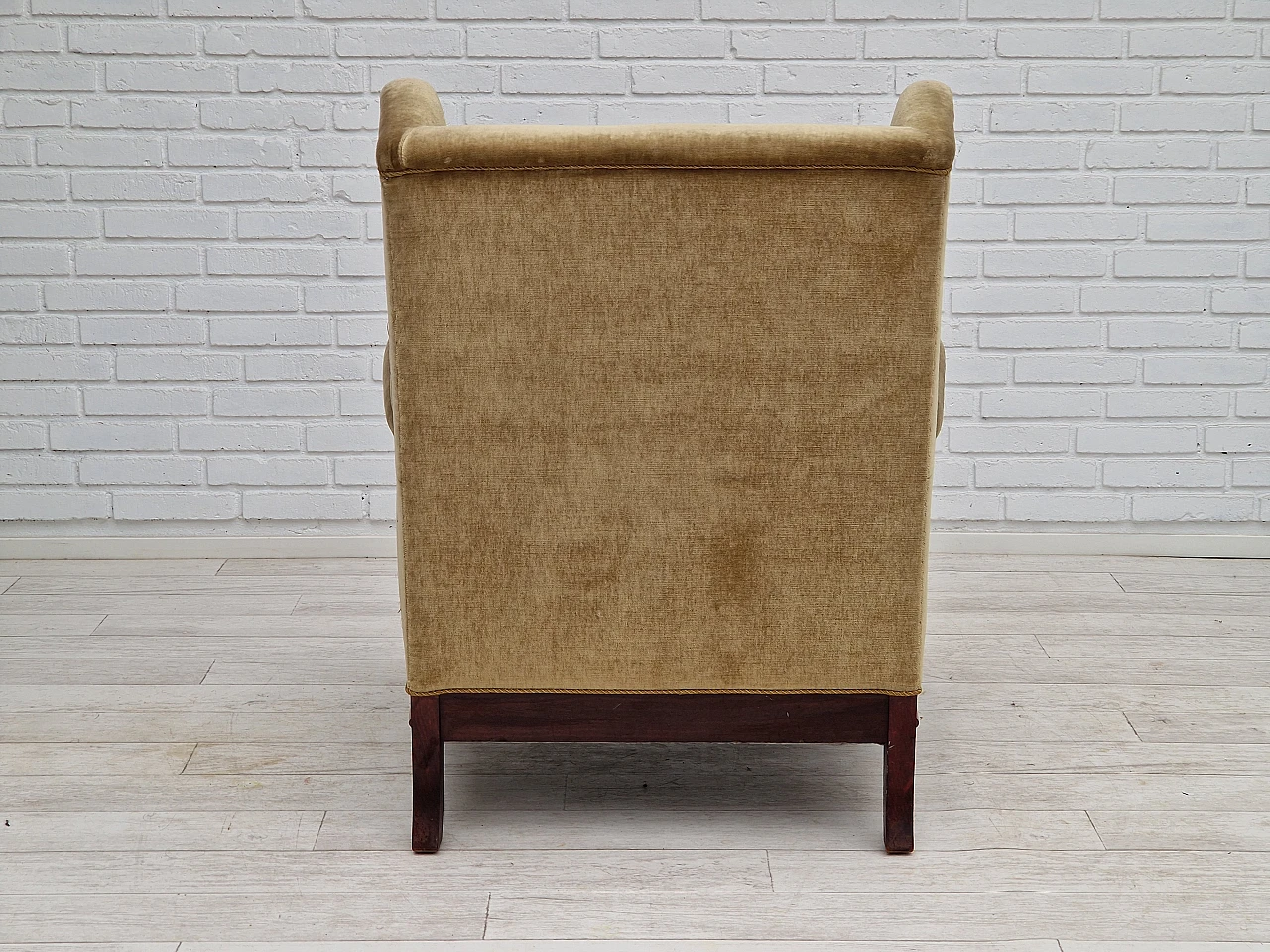 Danish teak and velvet armchair, 1950s 13