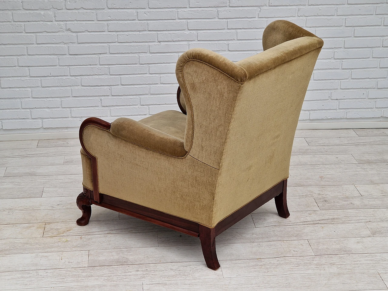 Danish teak and velvet armchair, 1950s 14