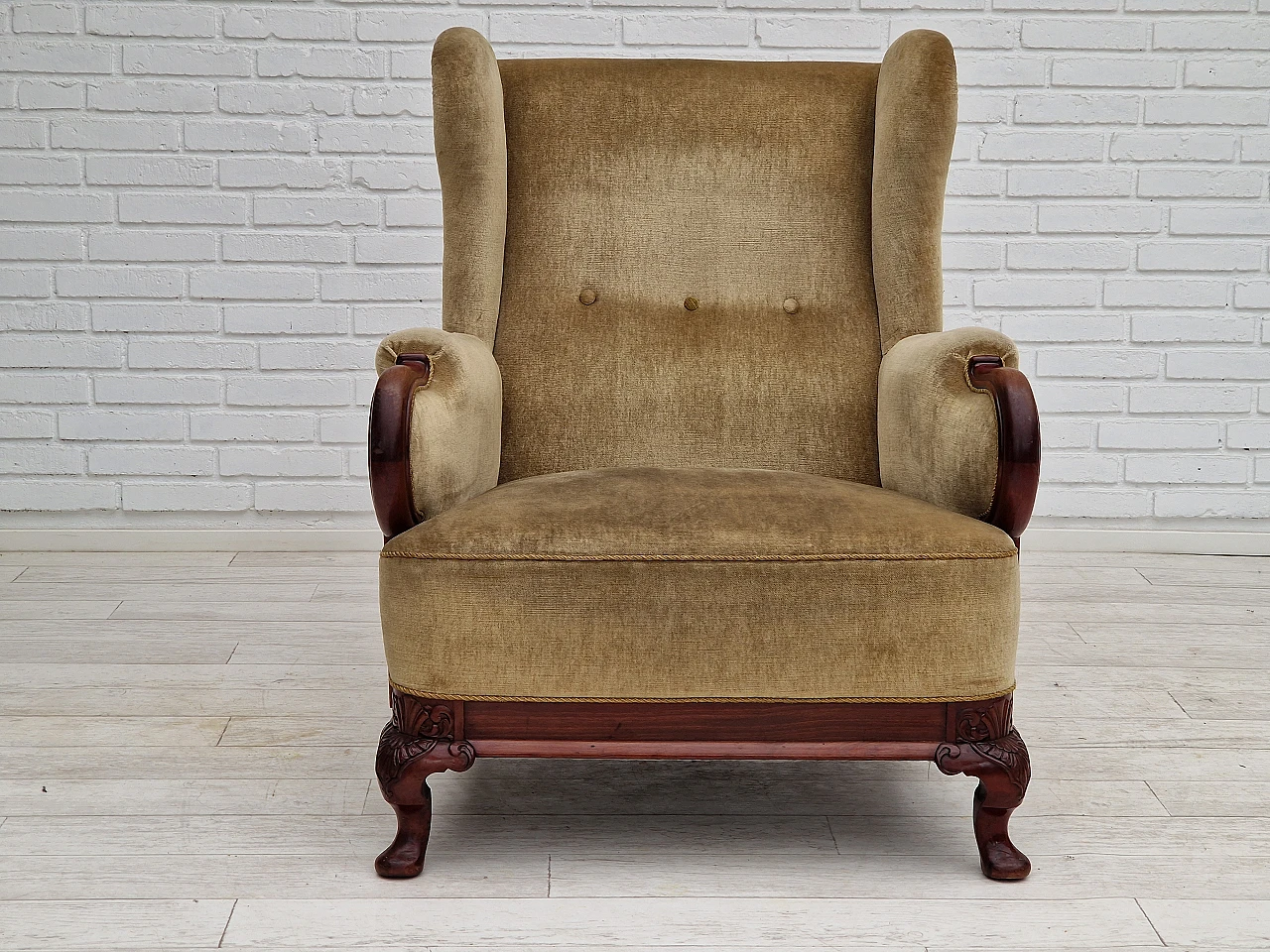 Danish teak and velvet armchair, 1950s 17