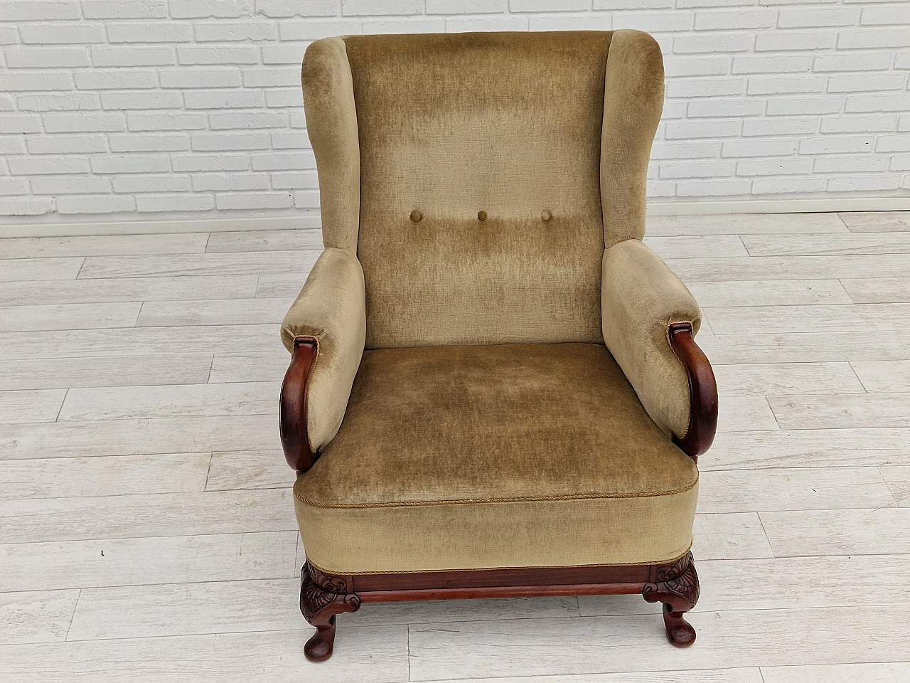 Danish teak and velvet armchair, 1950s 18