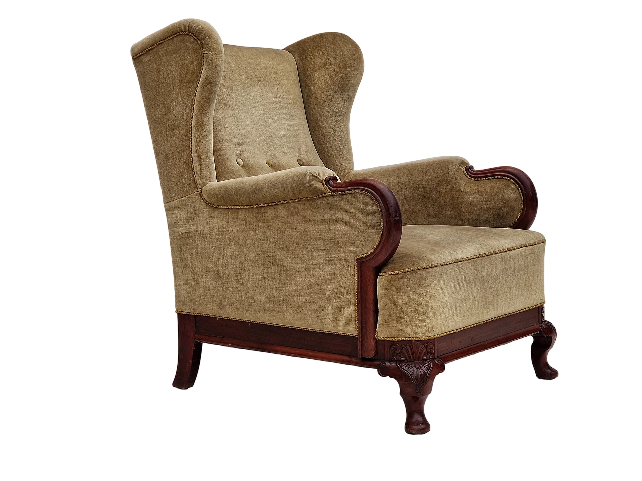 Danish teak and velvet armchair, 1950s 20