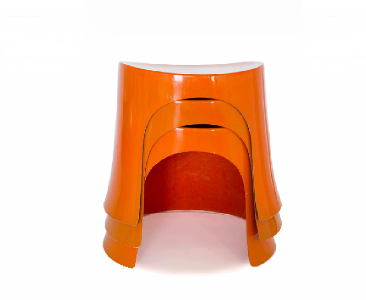 3 Orange fiberglass stools by Nanna Ditzel, 1969 2