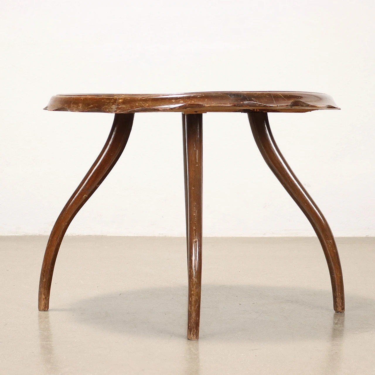 Coffee table in beech, walnut veneer and glass, 1950s 1