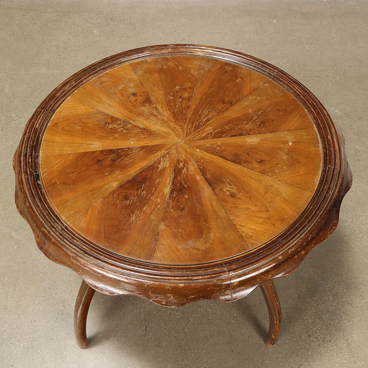 Coffee table in beech, walnut veneer and glass, 1950s 2