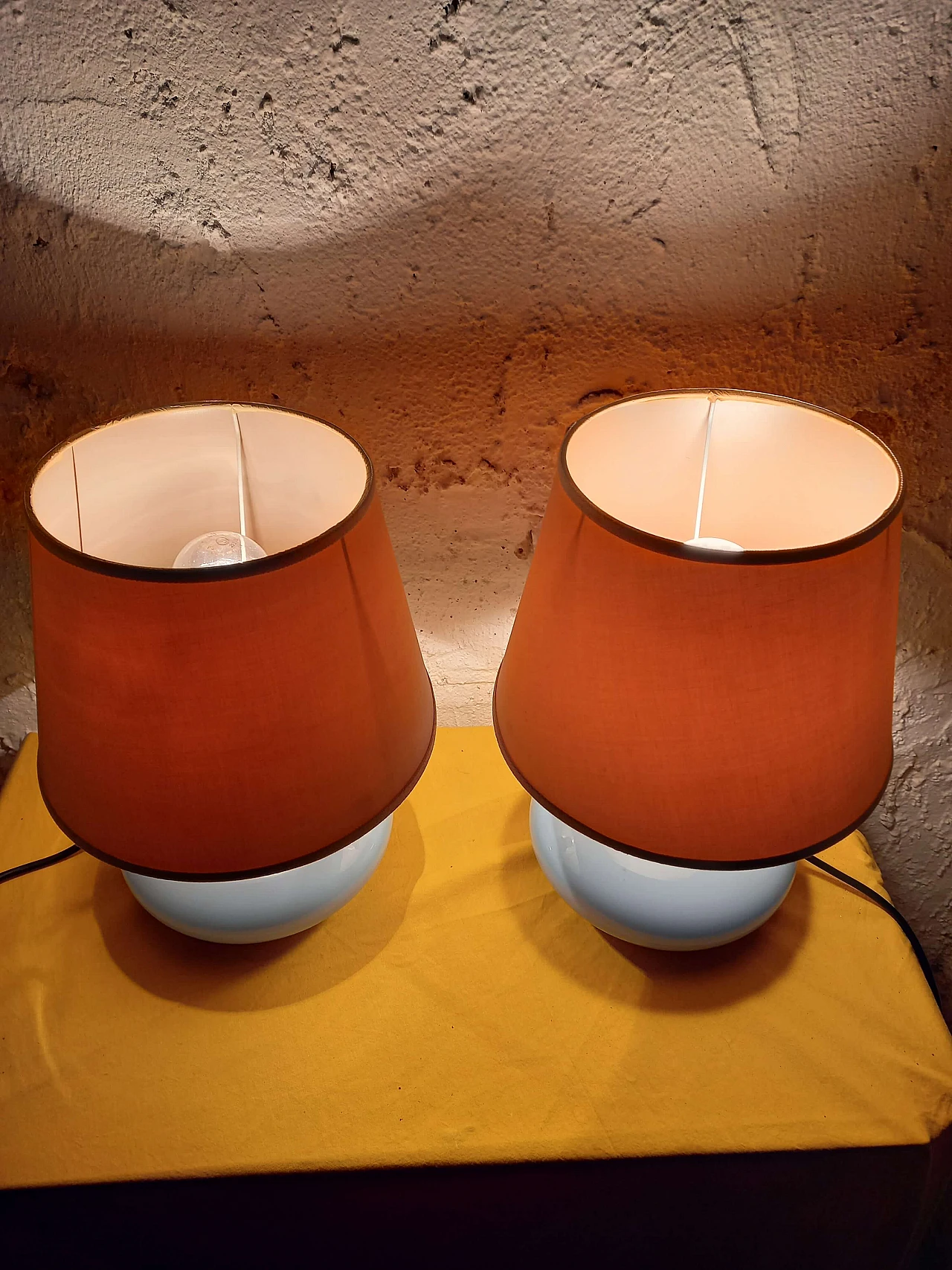 Pair of glass and brass table lamps for VeArt, 1989 1