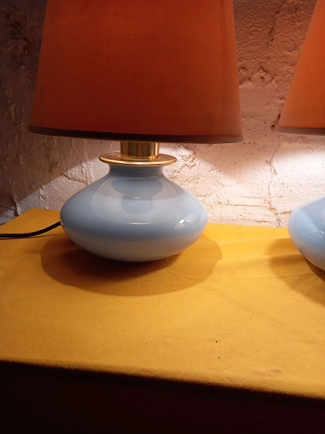 Pair of glass and brass table lamps for VeArt, 1989 2