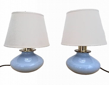 Pair of glass and brass table lamps for VeArt, 1989