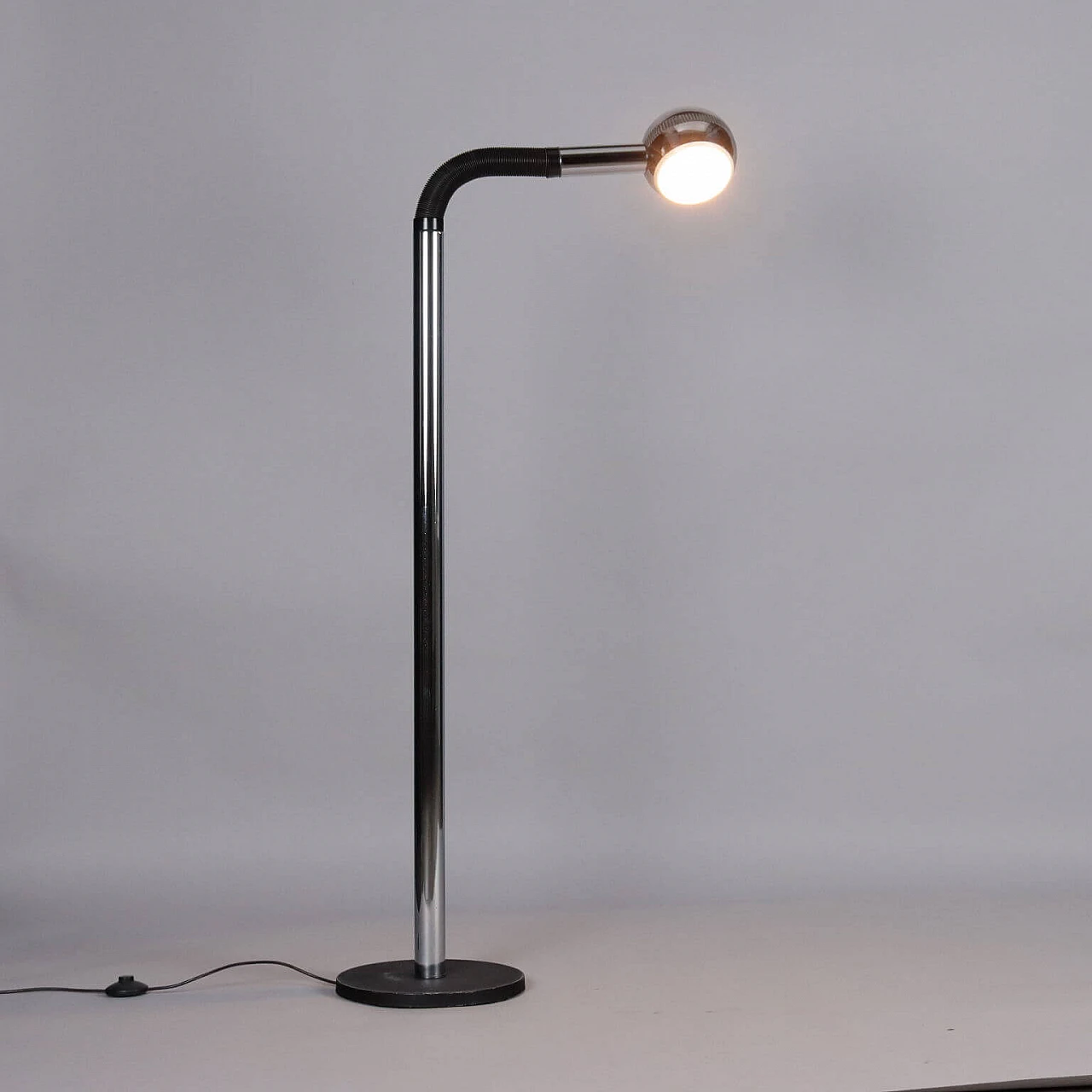 Metal and chromed aluminum adjustable floor lamp, 1960s 1