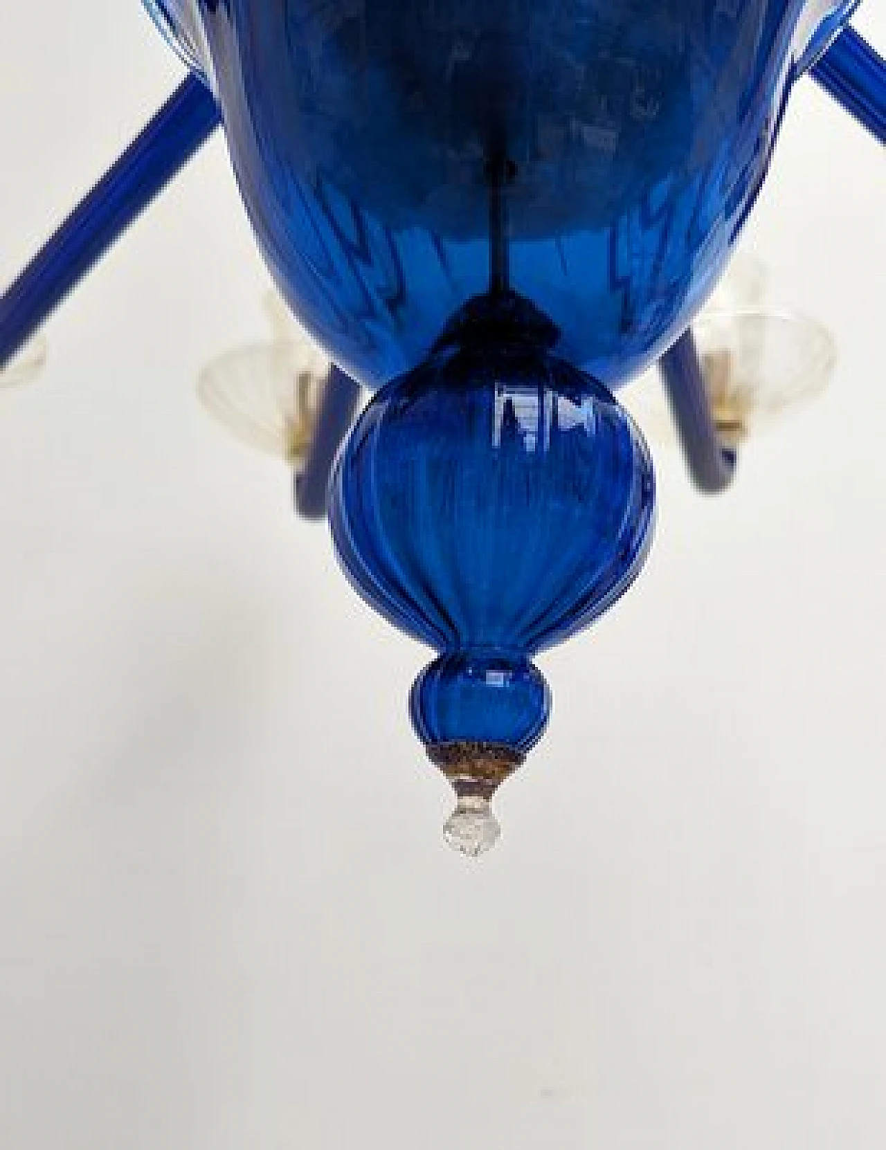 Chandelier with 12 lights in blue murano glass from Venini, 1985 8