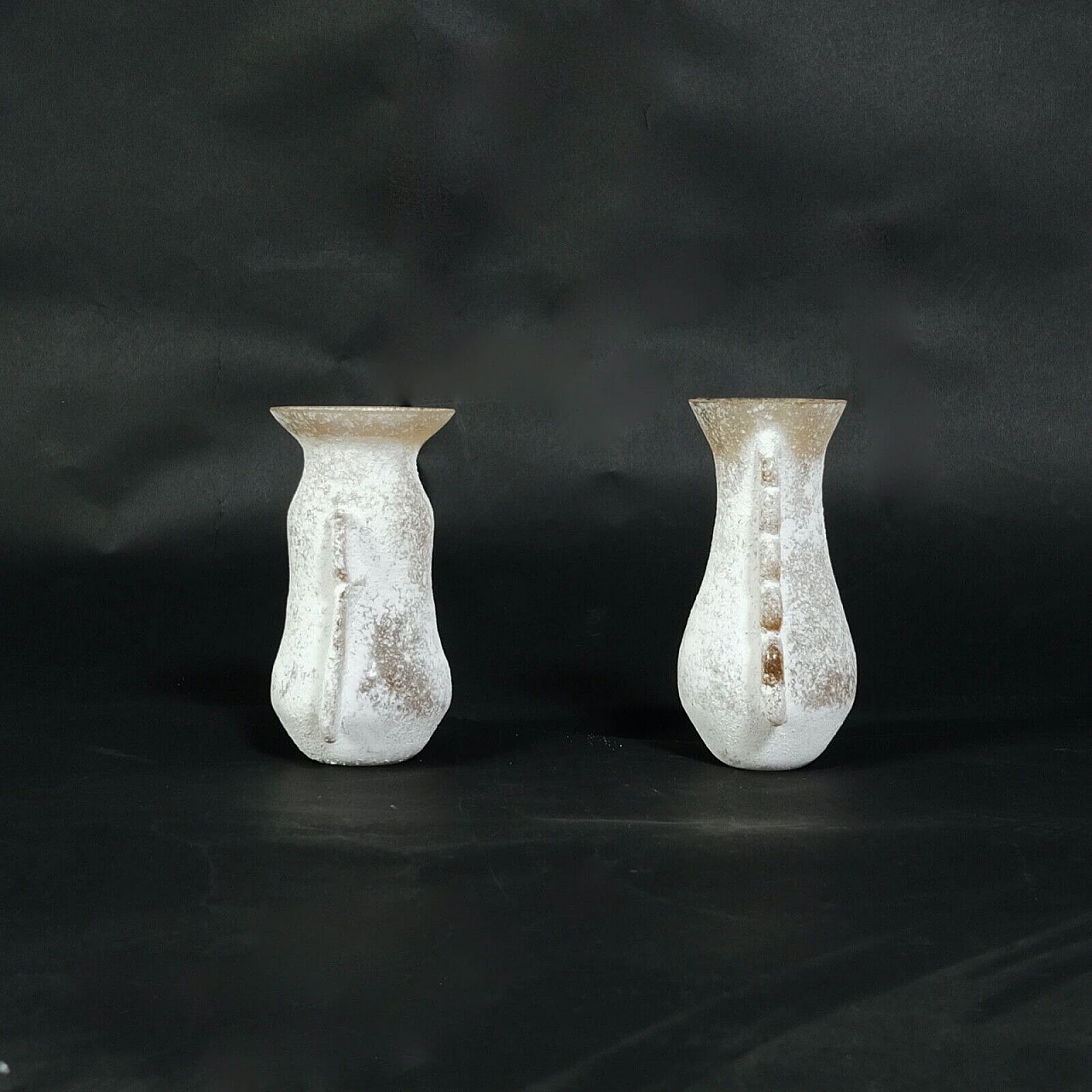 Pair of scavo glass vases by V. Rigattieri for Seguso, 1970s 1