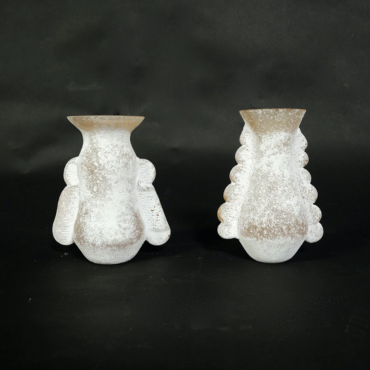 Pair of scavo glass vases by V. Rigattieri for Seguso, 1970s 5