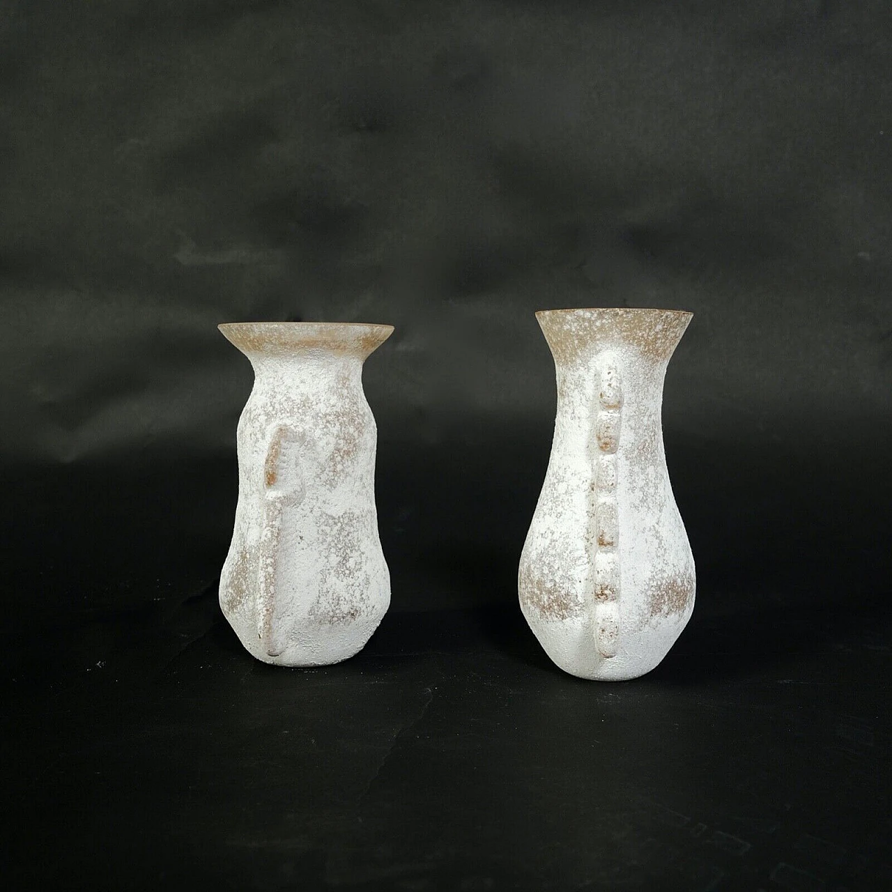 Pair of scavo glass vases by V. Rigattieri for Seguso, 1970s 8