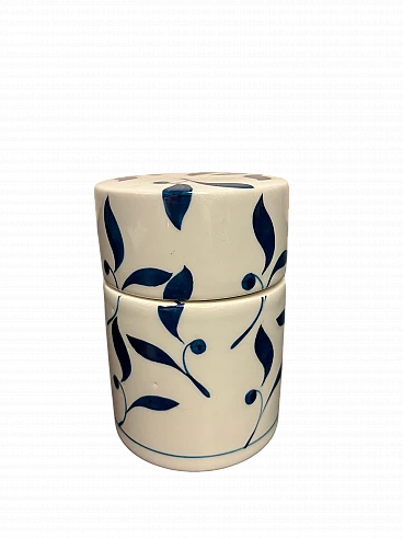 White porcelain jar with blue decoration