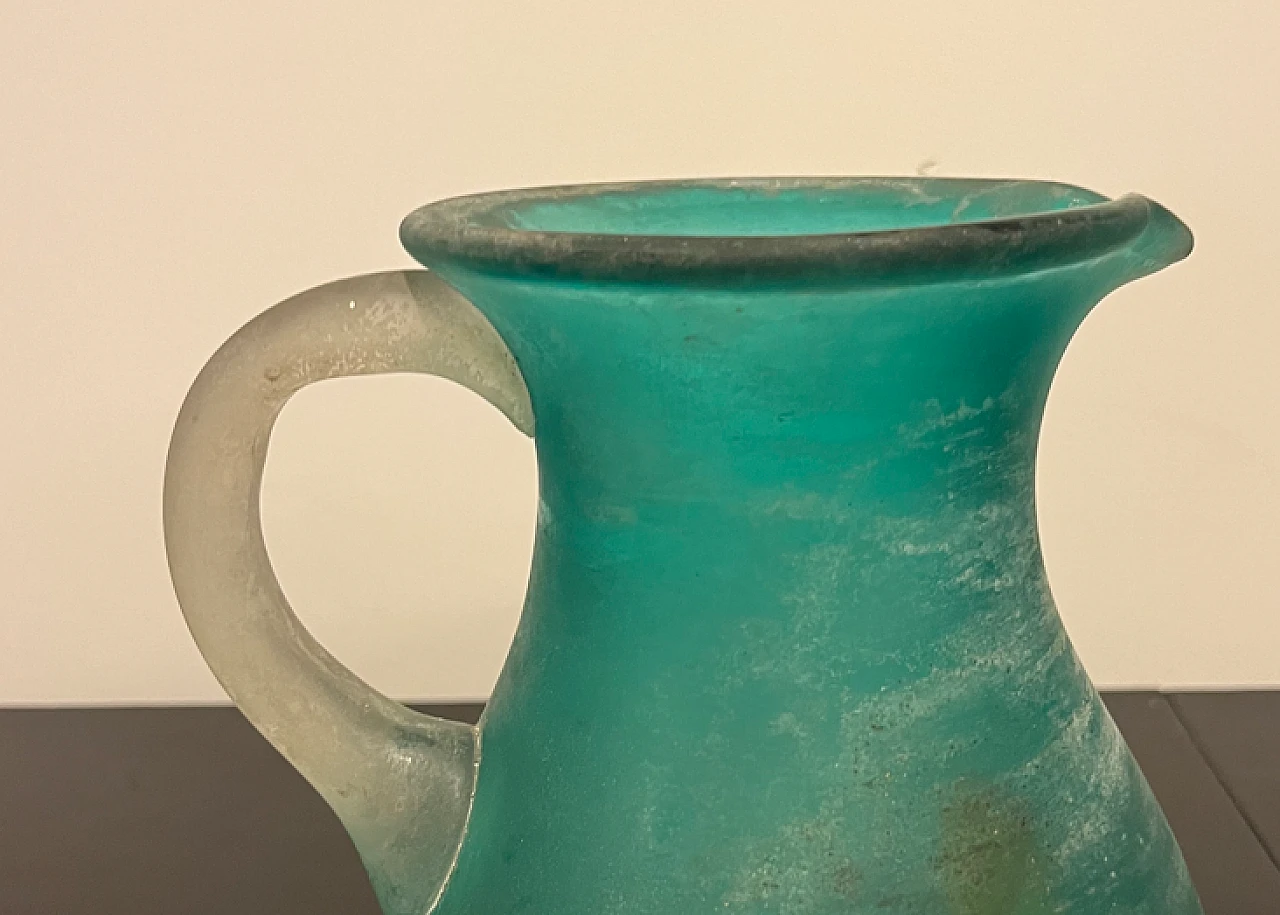 Teal glass pitcher 2