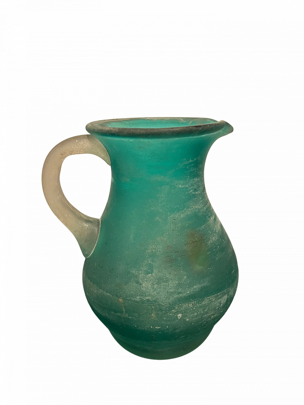 Teal glass pitcher 4