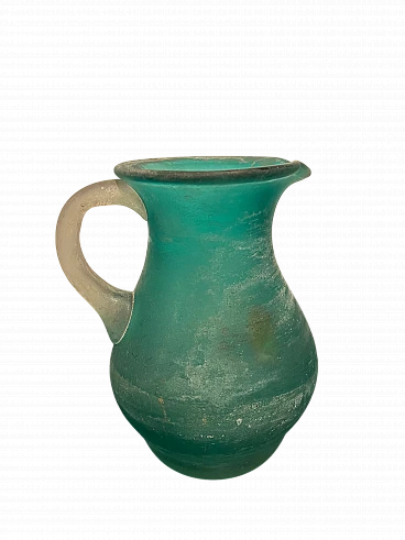 Teal glass pitcher