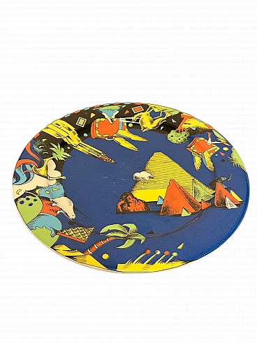 Ceramic plate with print, 1980s