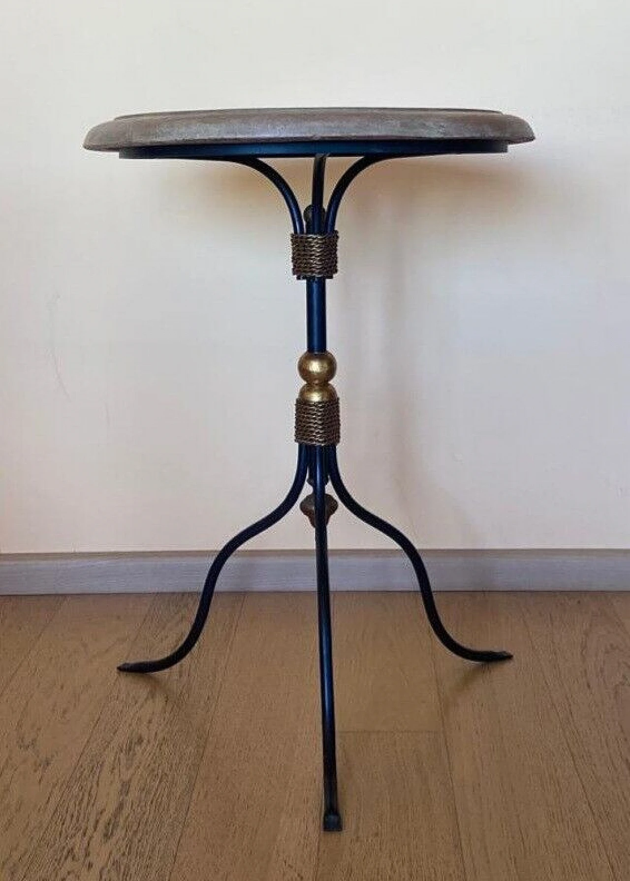 French ceramic and wrought iron bistro side table, 1990s 1