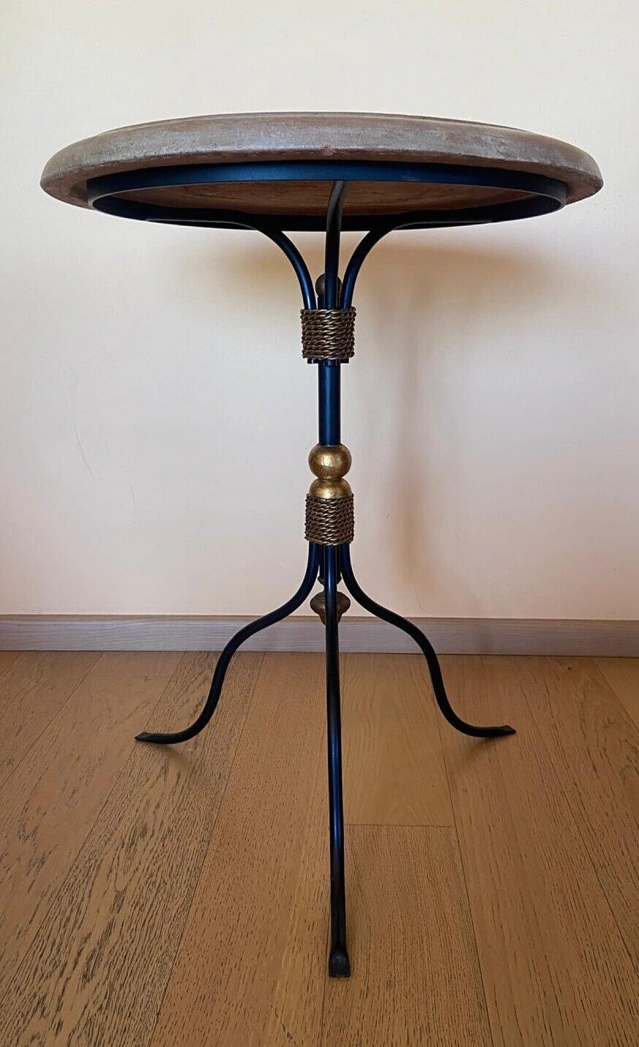 French ceramic and wrought iron bistro side table, 1990s 2