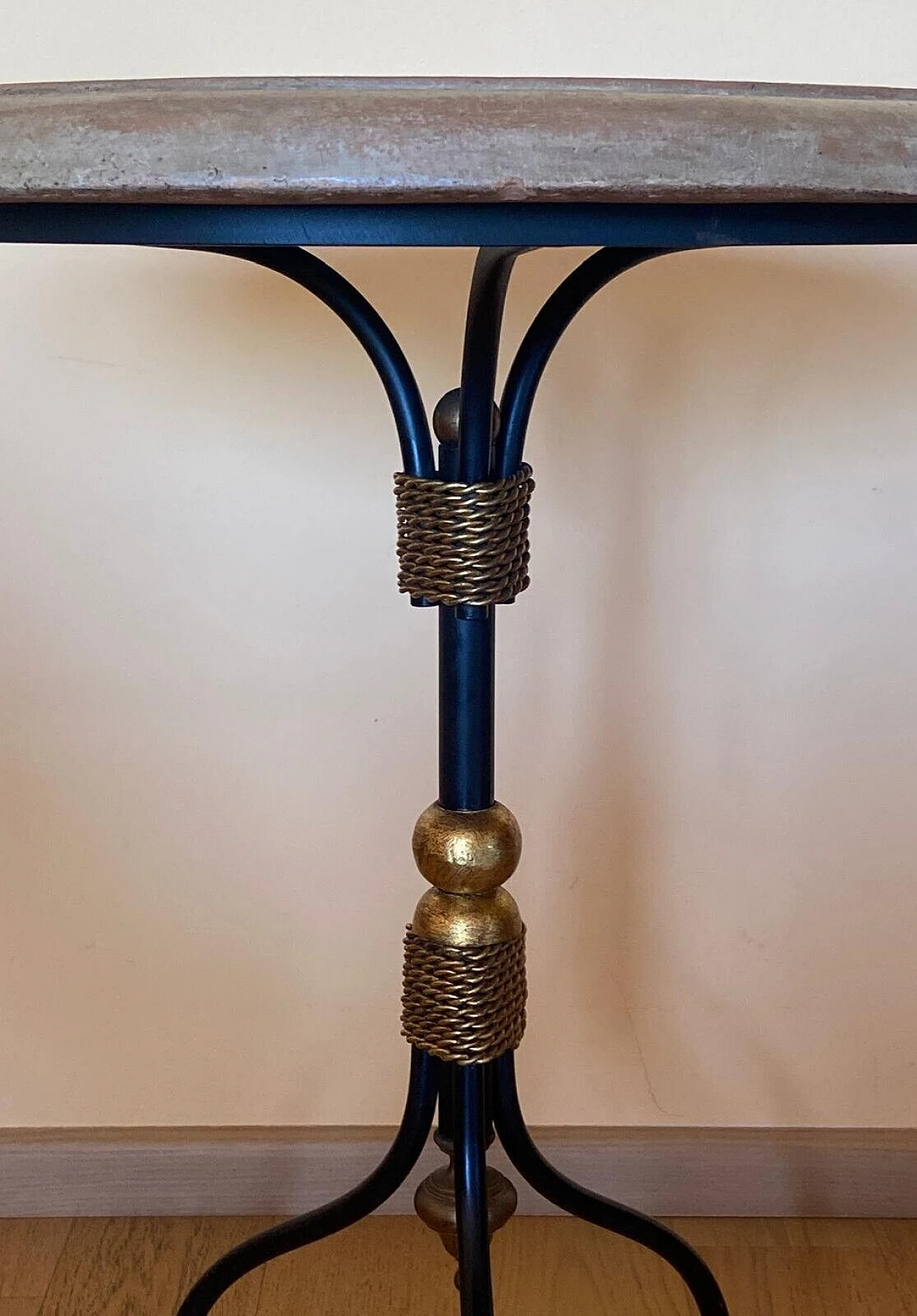 French ceramic and wrought iron bistro side table, 1990s 4