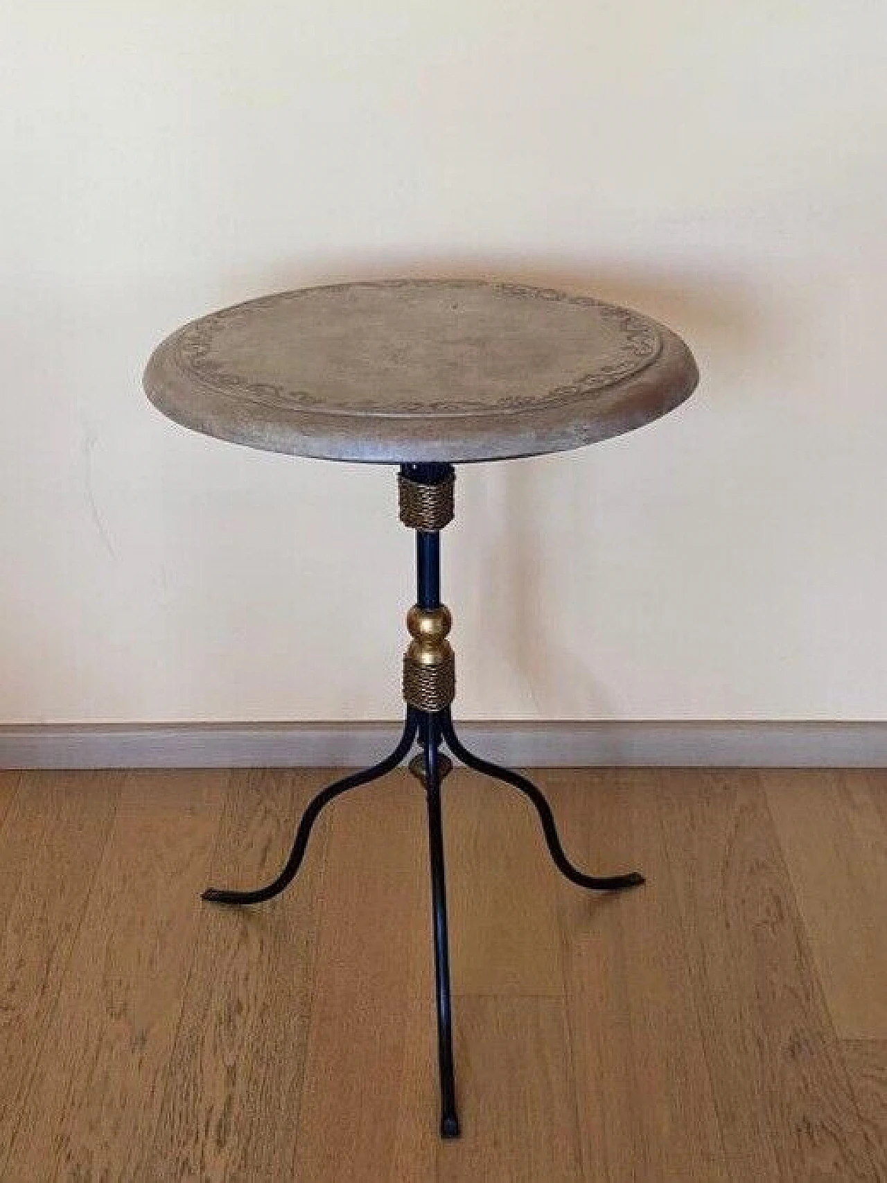 French ceramic and wrought iron bistro side table, 1990s 7