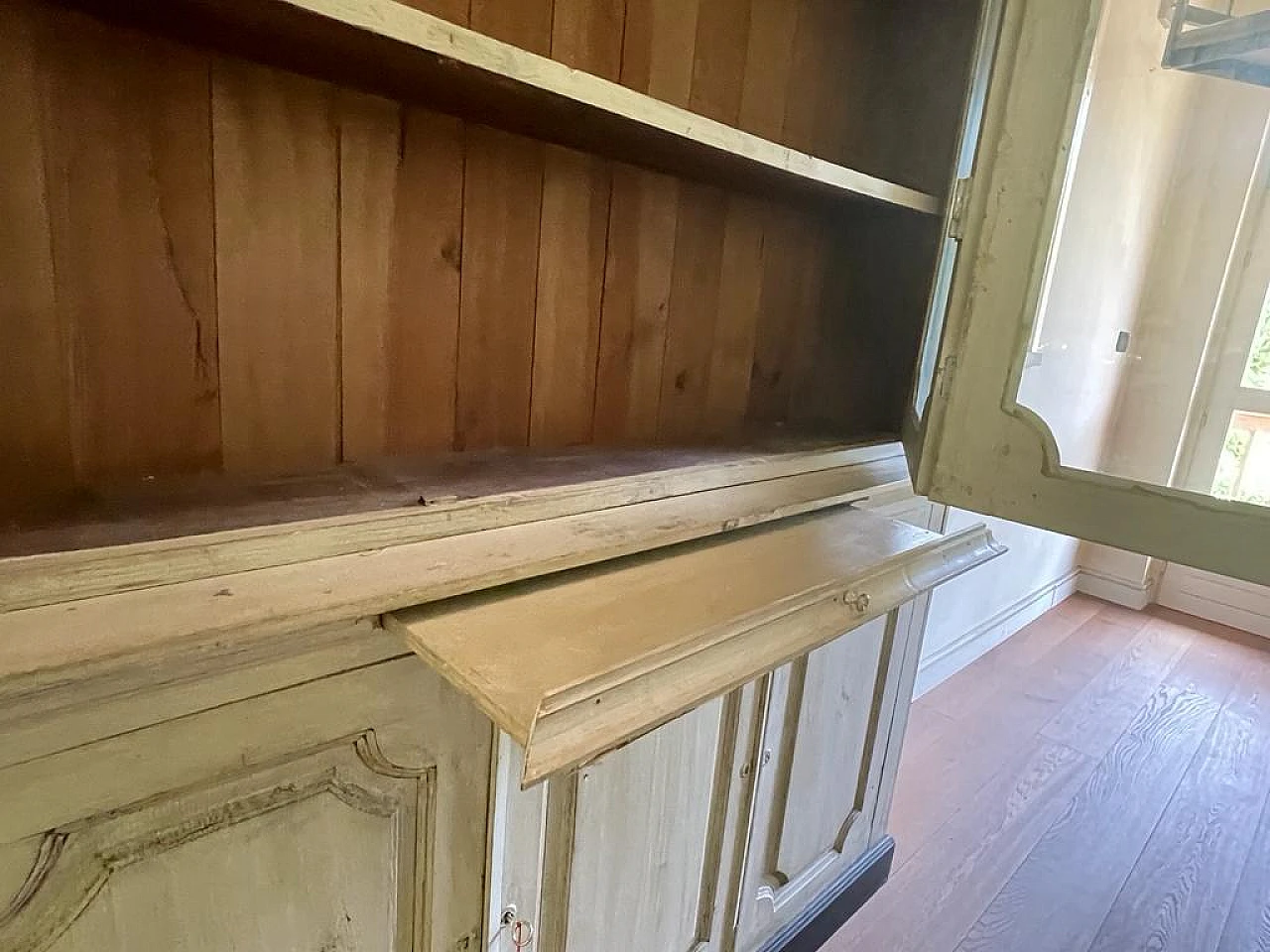 French lacquered spruce sideboard with display case 7