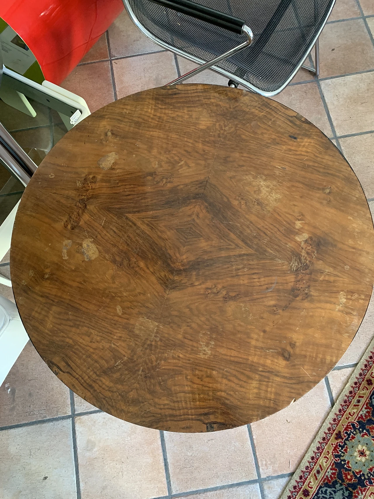 Art Deco round wood coffee table, 1950s 3