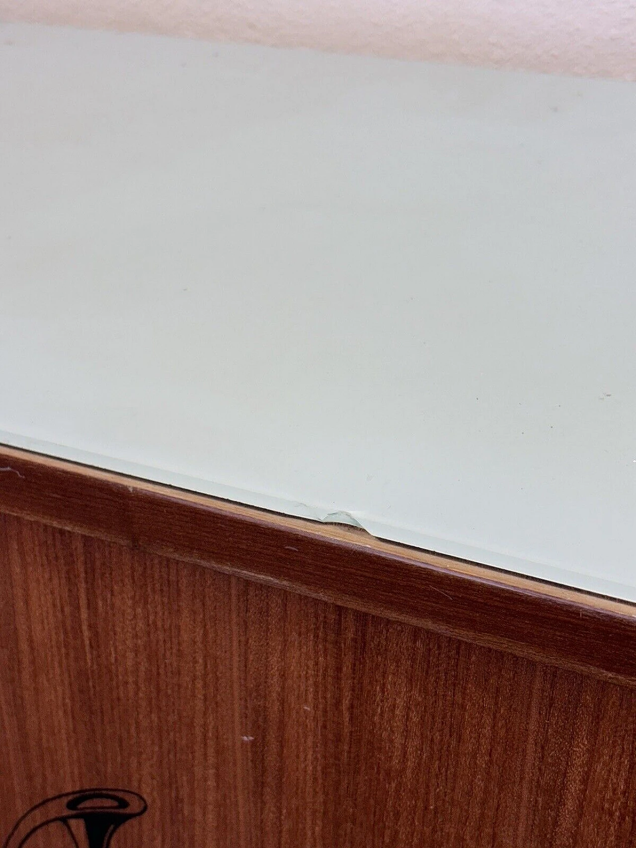 Wood sideboard with glass top and iron shelf, 1950s 14