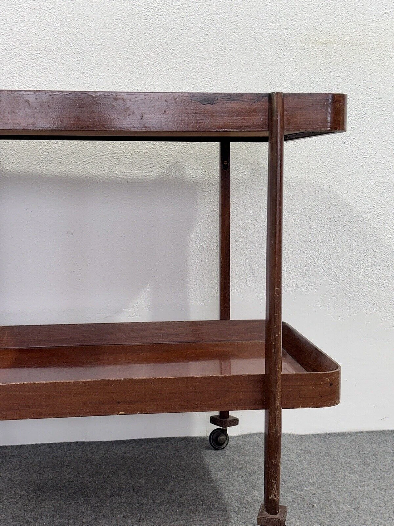 Wood food cart with double shelf, 1950s 4