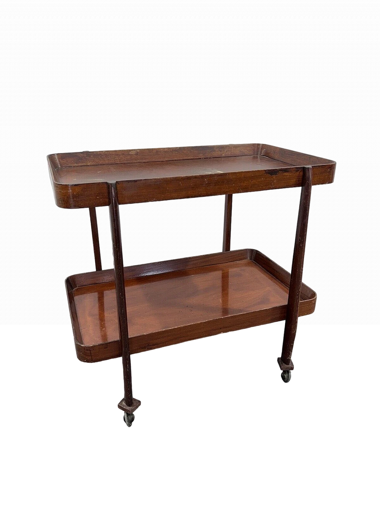 Wood food cart with double shelf, 1950s 9