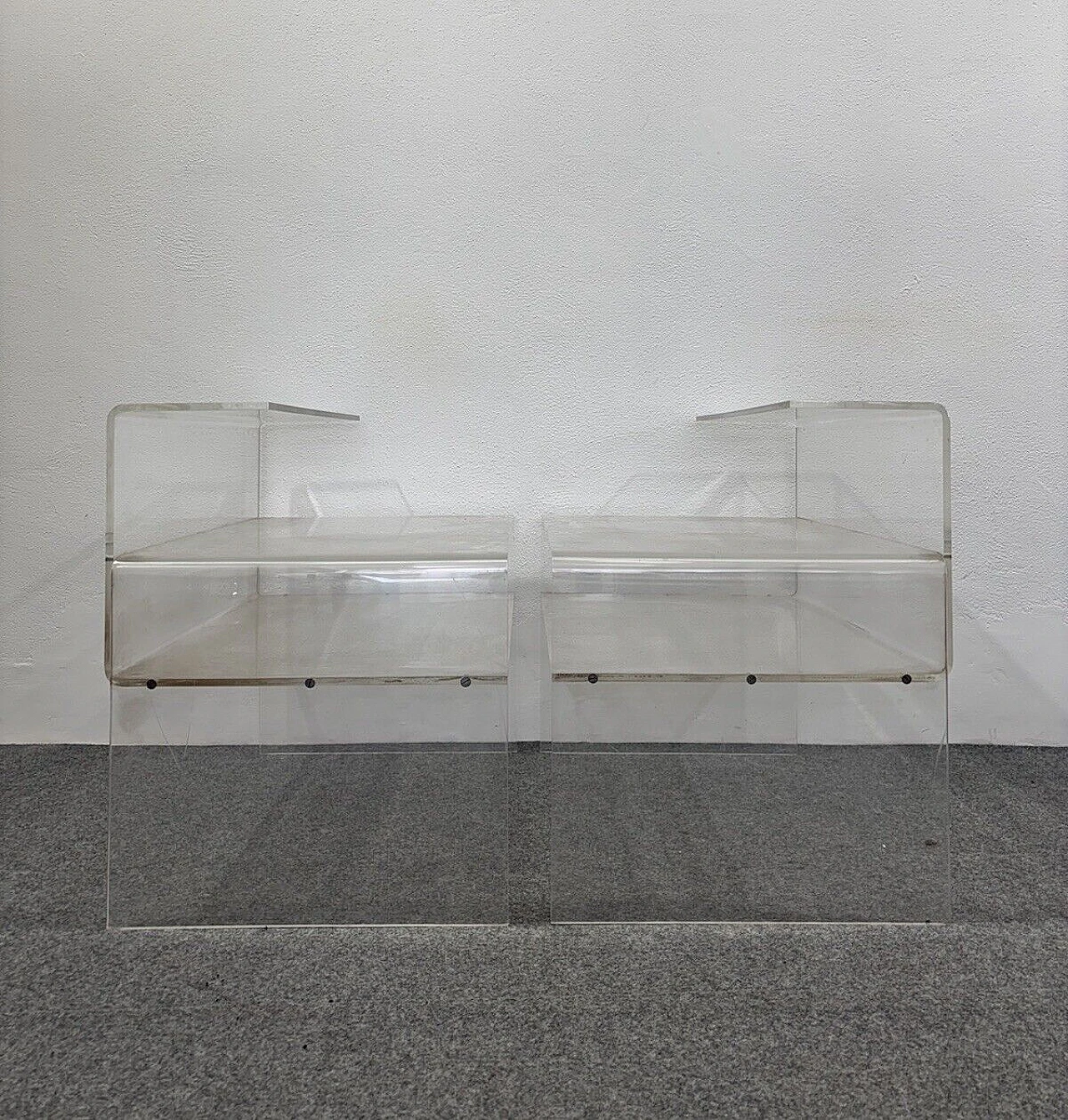 Pair of Space Age transparent acrylic bedside tables, 1970s 4