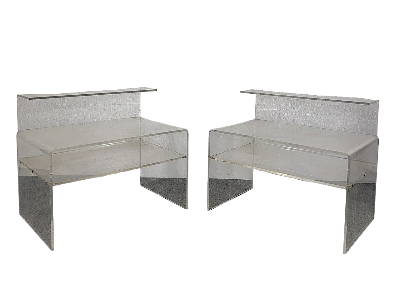 Pair of Space Age transparent acrylic bedside tables, 1970s 10