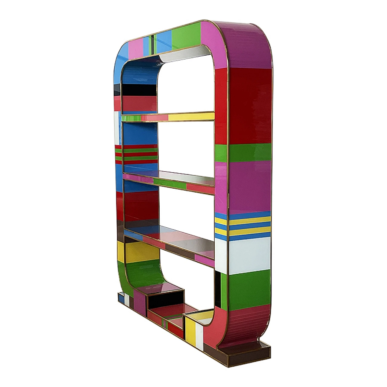 Double-sided multicoloured Murano glass bookcase, 1990s 3