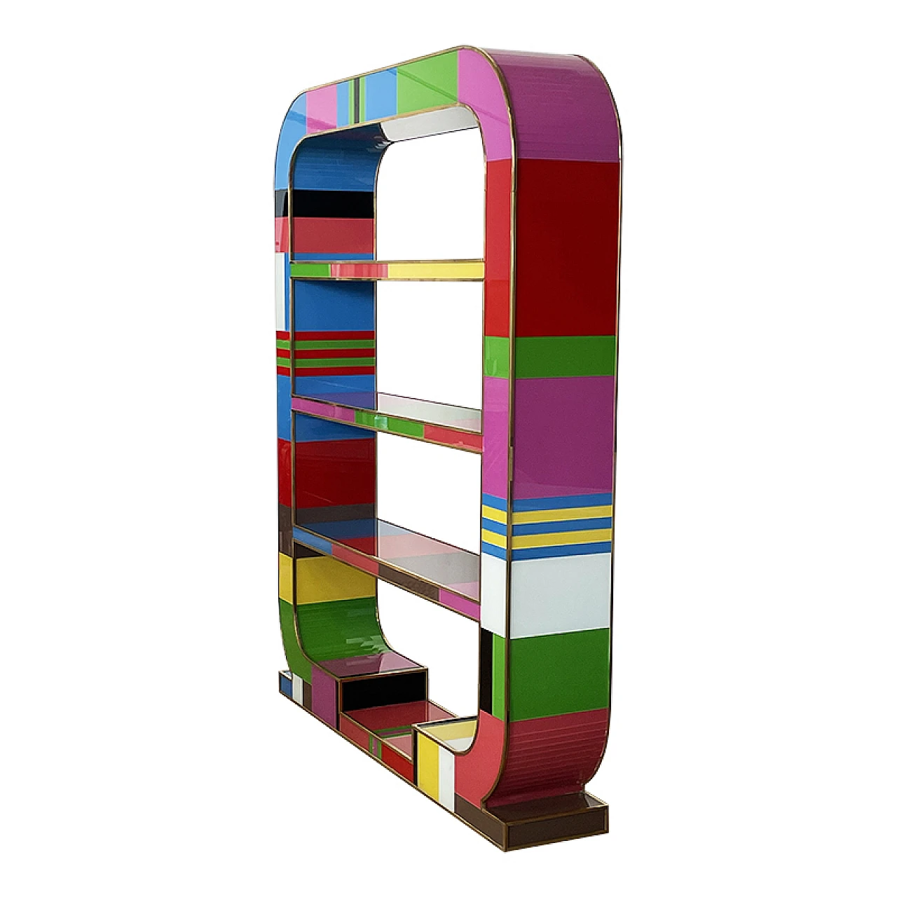 Double-sided multicoloured Murano glass bookcase, 1990s 4