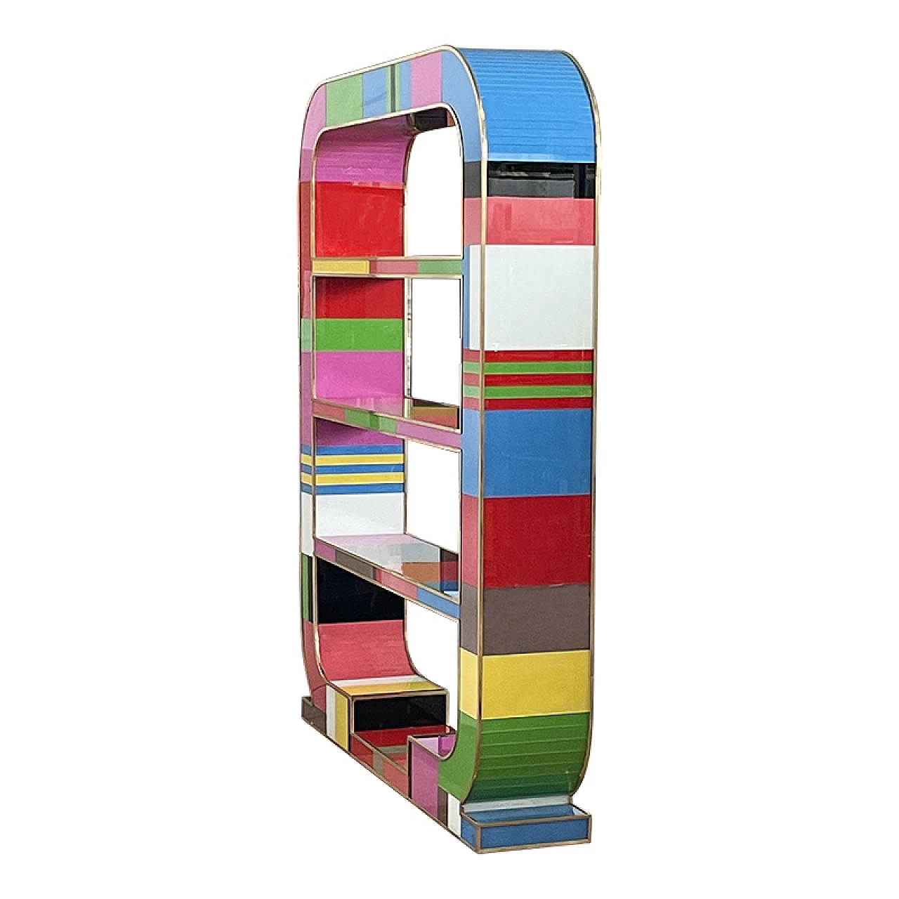 Double-sided multicoloured Murano glass bookcase, 1990s 5