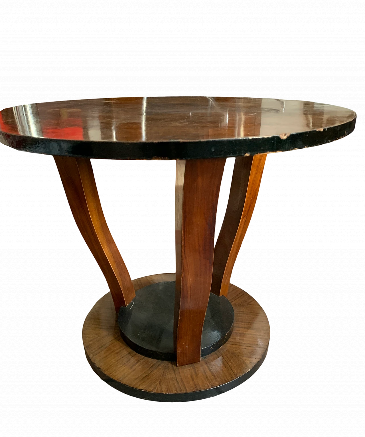 Art Deco round wood coffee table, 1950s 7