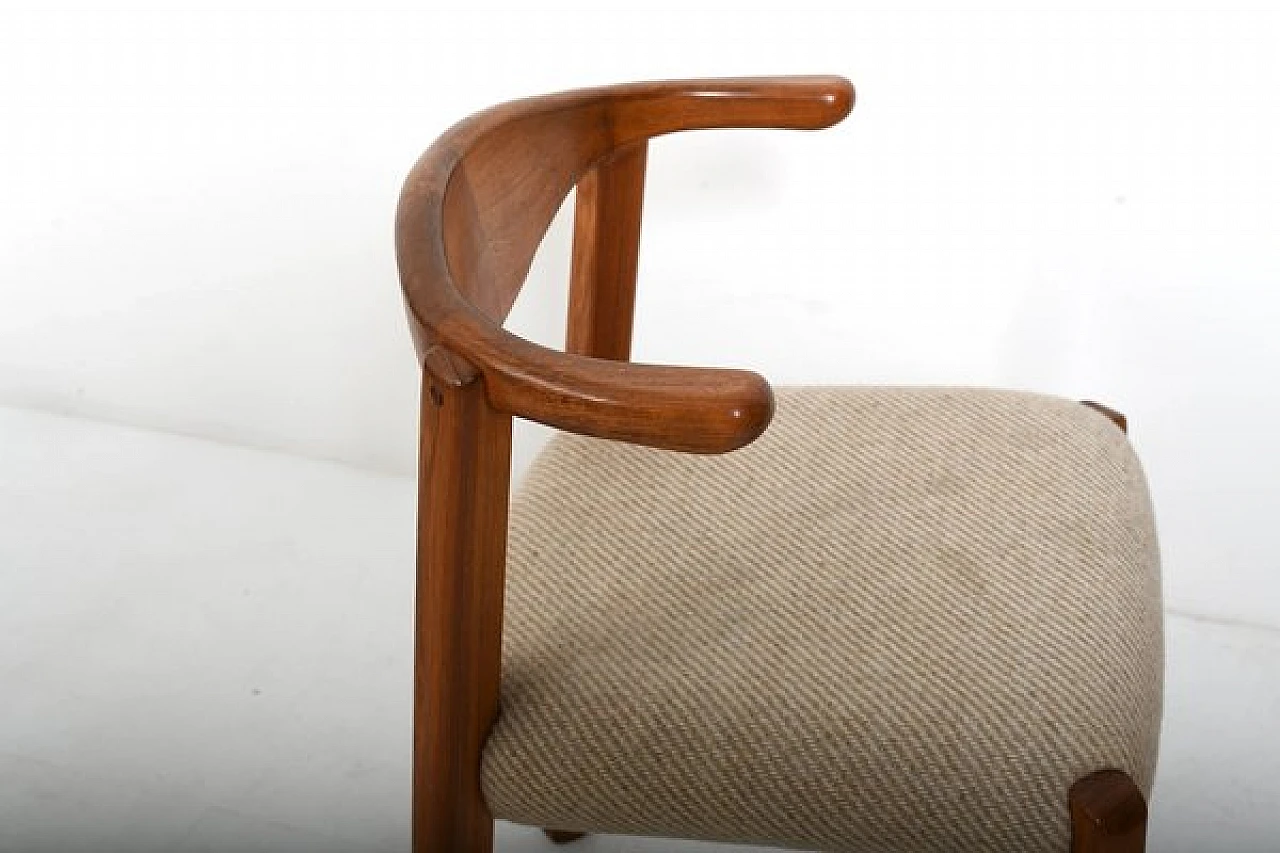 5 Cow Horn chairs in teak and fabric by Dyrlund, 1970s 6