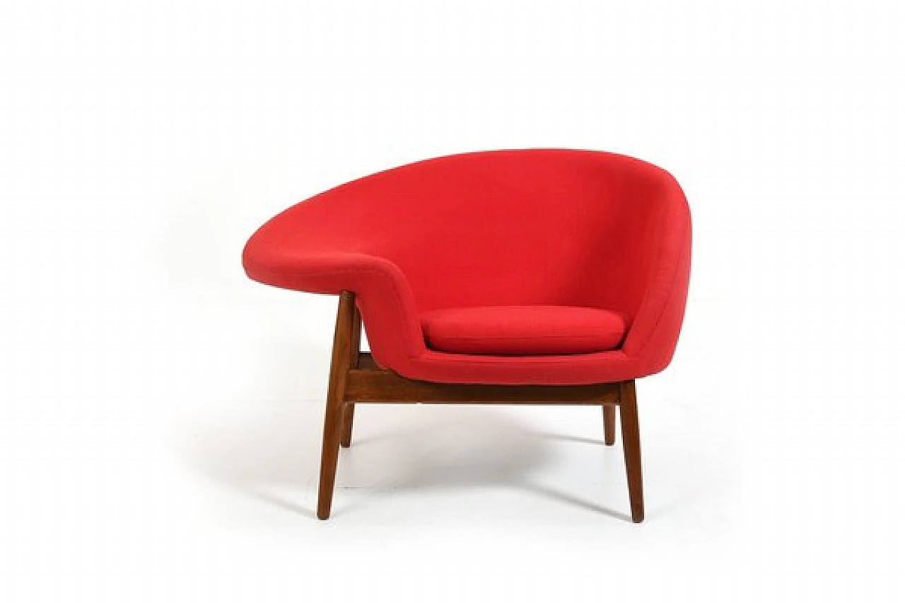 Fried Egg teak armchair by Hans Olsen for Bramin, 1950s 2